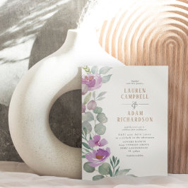 Invitación Elegante Eucalipto Boda floral Verde y rosa