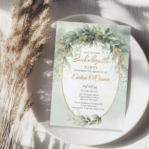 Invitación Elegante eucalipto botánico verde bachelorette