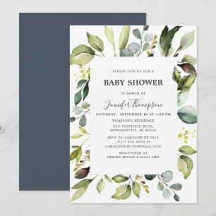 Invitación Elegante eucalipto con Baby Shower verde
