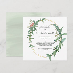 Invitación Elegante eucalipto cristianismo o bautismo