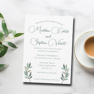 Invitación Elegante Eucalipto deja al Boda verde moderno