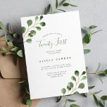 Invitación Elegante eucalipto deja fiesta de 21 años<br><div class="desc">Moderna y rústica acuarela eucalipto vegetación Invitación a la fiesta de 21º cumpleaños.</div>