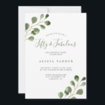 Invitación Elegante eucalipto deja fiesta de cumpleaños de 50<br><div class="desc">Rústica y moderna coloración de agua eucalipto vegetación follaje 50 y Fabulosa invitación para fiestas de 50 años.</div>