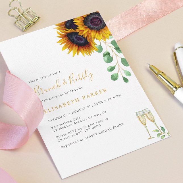 Invitación Elegante eucalipto floral deja brunch y burbujeant (Subido por el creador)