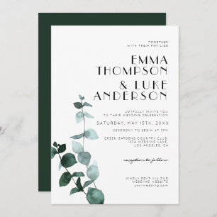 Invitación Elegante Eucalipto Greenery Minimal deja Boda