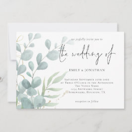 Invitación Elegante Eucalipto Moderno Polvo Boda Azul Invi