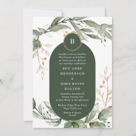 Invitación Elegante eucalipto oro Boho Círculos verdes esmera