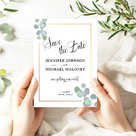 Invitación Elegante eucalipto pintado a mano Guardar la fecha