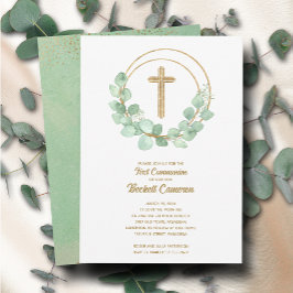 Invitación Elegante Eucalipto Primera Comunidad