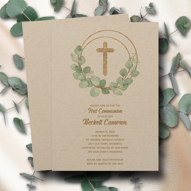 Invitación Elegante Eucalipto Primera Comunidad (Subido por el creador)