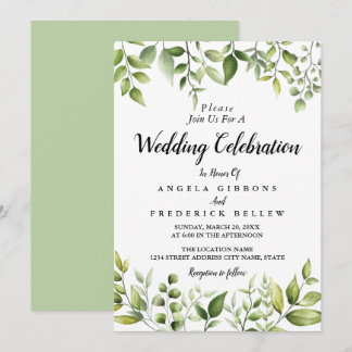Invitación Elegante eucalipto rústico deja Boda de vegetación