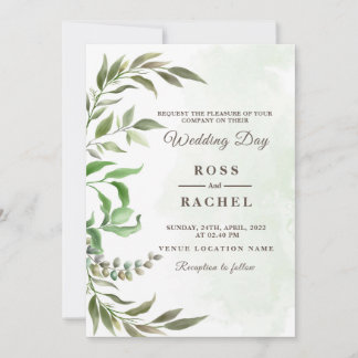 Invitación Elegante eucalipto rústico deja Boda de vegetación