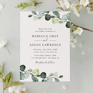 Invitación Elegante eucalipto rústico deja Boda de vegetación