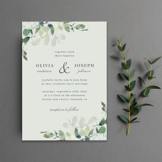 Invitación Elegante eucalipto rústico deja Boda de vegetación (Subido por el creador)