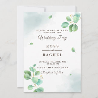 Invitación Elegante eucalipto rústico deja Boda de vegetación