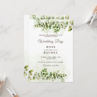 Invitación Elegante eucalipto rústico deja Boda de vegetación