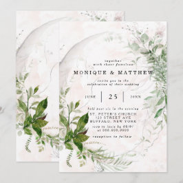 Invitación Elegante Eucalipto Rústico deja Boda Rosa Invi