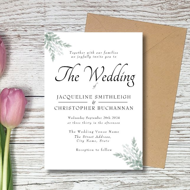 Invitación Elegante eucalipto rústico deja la vegetación (Subido por el creador)