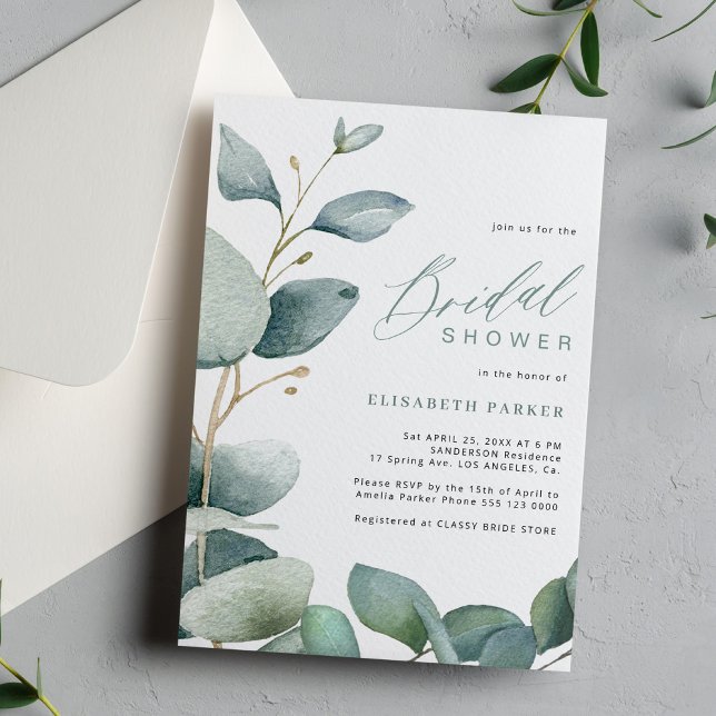 Invitación Elegante eucalipto vegetación follaje ducha de nov (Subido por el creador)