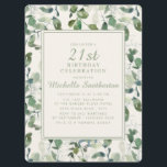 Invitación Elegante eucalipto verde deja 21 cumpleaños<br><div class="desc">Elegante y elegante eucalipto verde en la invitación a la fiesta de 21 años de color crema para las mujeres.</div>