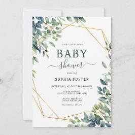 Invitación Elegante eucalipto verde deja Baby Shower