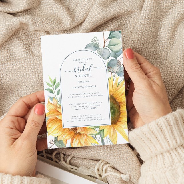 Invitación Elegante Eucalipto Verde Ducha de novia Sunflower (Subido por el creador)