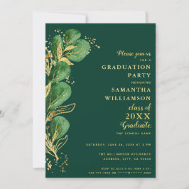 Invitación Elegante Eucalipto Verde Esmeralda Graduación 2025