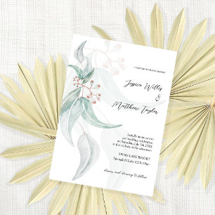 Invitación Elegante Eucalipto Verde-Gris