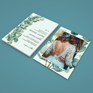 Invitación Elegante Eucalipto verde sabio y Boda de fotografí