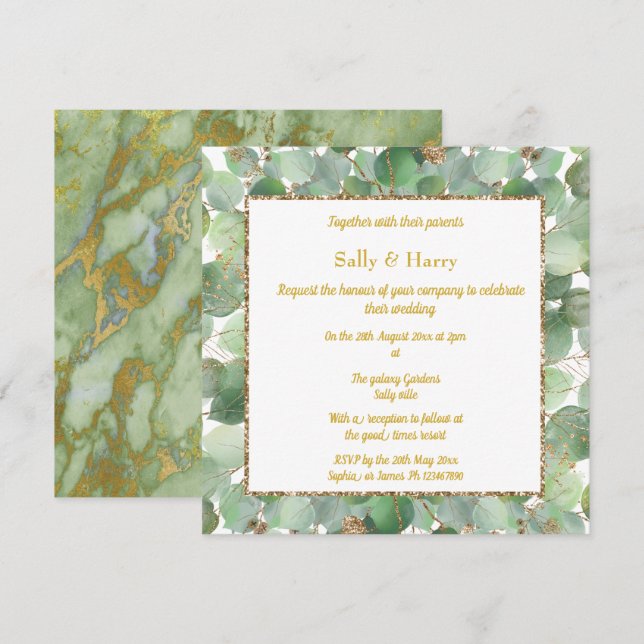 INVITACIÓN ELEGANTE EUCALÍPTUS (Anverso / Reverso)