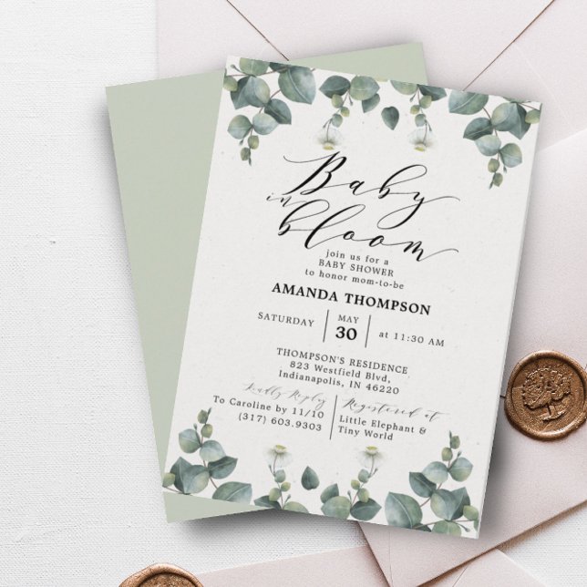 Invitación Elegante Eucalyptus Baby In Bloom Baby Shower (Subido por el creador)