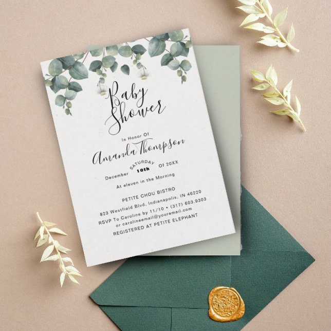 Invitación Elegante Eucalyptus Baby Shower (Subido por el creador)