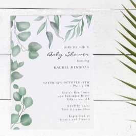 Invitación Elegante Eucalyptus Baby Shower Greenery Foliage