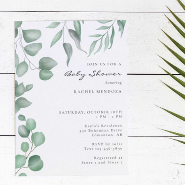 Invitación Elegante Eucalyptus Baby Shower Greenery Foliage (Subido por el creador)