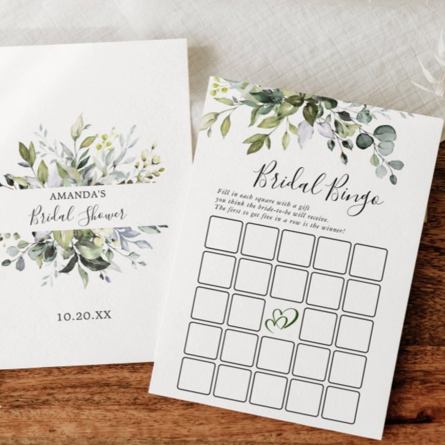 Invitación Elegante Eucalyptus Bingo Bridal Shower Game Card (Subido por el creador)
