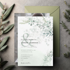 Invitación Elegante Eucalyptus Boda de fotos de sabios botáni