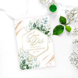 Invitación Elegante Eucalyptus Boda de Oro Salvar la Fecha