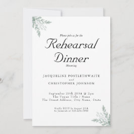 Invitación Elegante Eucalyptus Boda Floral Cena de Ensayo
