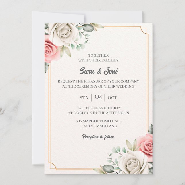 Invitación Elegante Eucalyptus Boda simple (Anverso)
