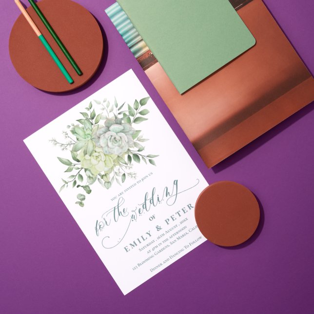 Invitación Elegante Eucalyptus Bonito Boda Floral Verde (Elegant Eucalyptus Pretty Green Floral Wedding Invitation)