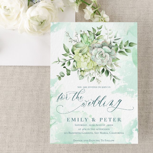Invitación Elegante Eucalyptus Bonito Boda Floral Verde (Elegant Eucalyptus Pretty Green Floral Wedding Invitation)