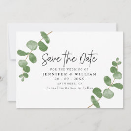 Invitación Elegante Eucalyptus Botánico Save the Date