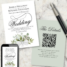Invitación Elegante Eucalyptus Bouquet Boda de código QR