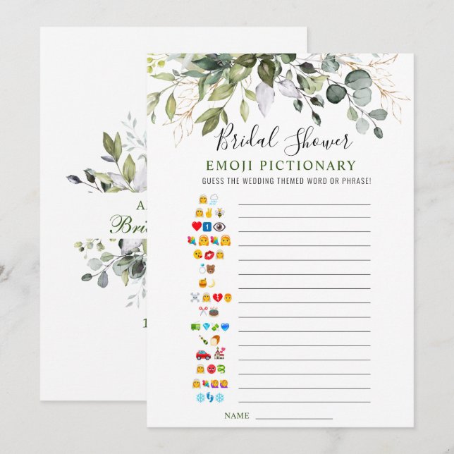 Invitación Elegante Eucalyptus Bridal Shower Game Card (Anverso / Reverso)