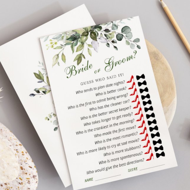 Invitación Elegante Eucalyptus Bridal Shower Game Card (Subido por el creador)