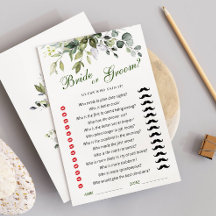 Elegante Eucalyptus Bridal Shower Game Card