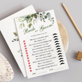 Invitación Elegante Eucalyptus Bridal Shower Game Card
