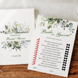 Invitación Elegante Eucalyptus Bridal Shower Game Card