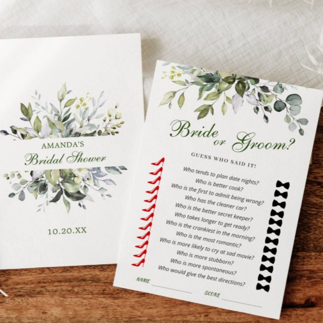 Invitación Elegante Eucalyptus Bridal Shower Game Card (Subido por el creador)