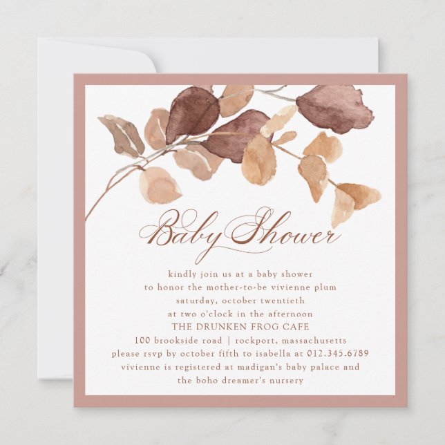 Invitación Elegante Eucalyptus Cae De Baby Shower (Anverso)